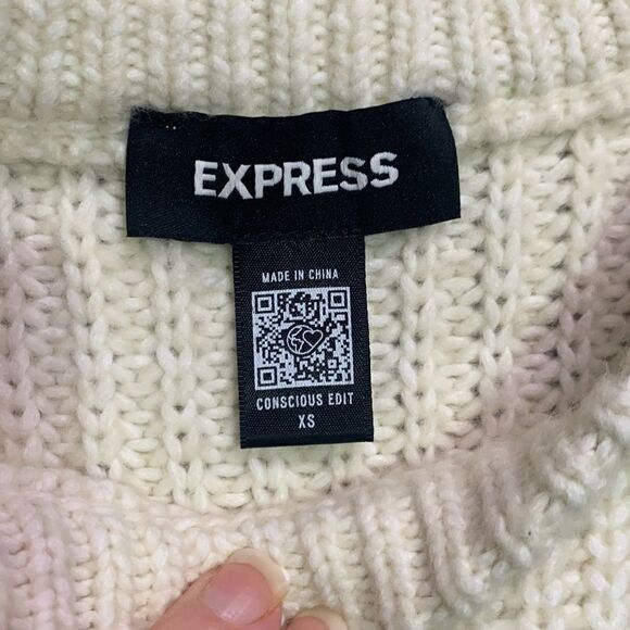 Express off white chic my knit sweater factory distressed soft cozy - Picture 3 of 7